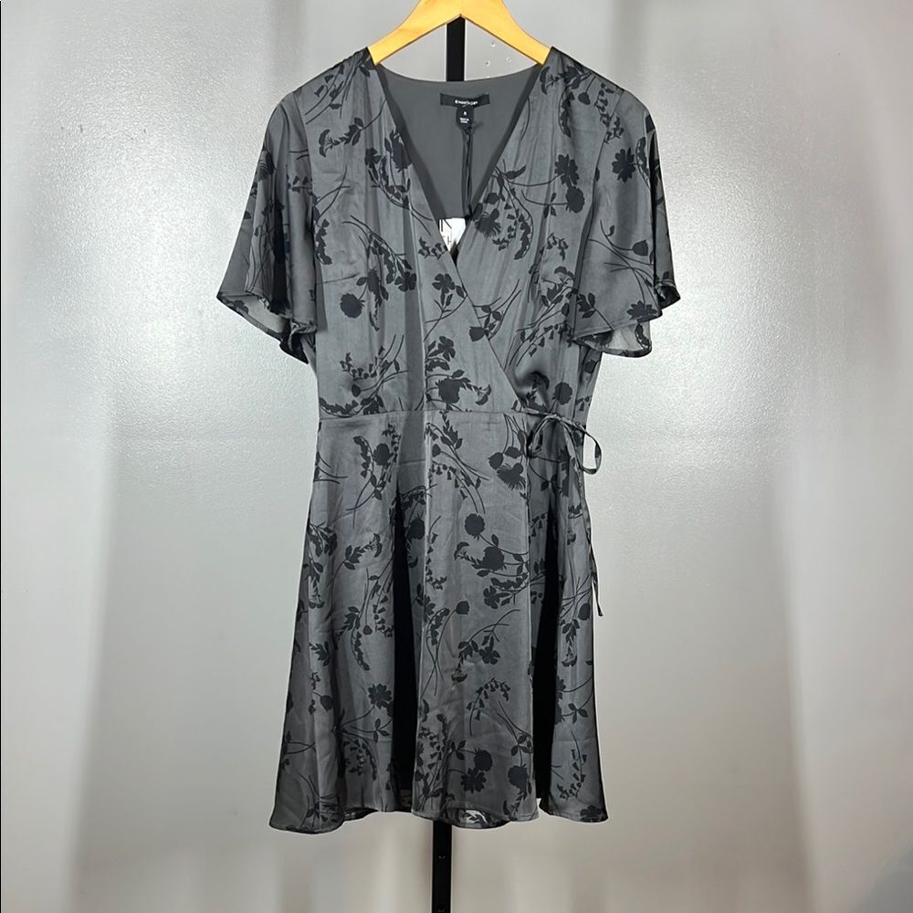 41 Hawthorn Gray Ruched Sundress V-Neck Flutter Sleeve